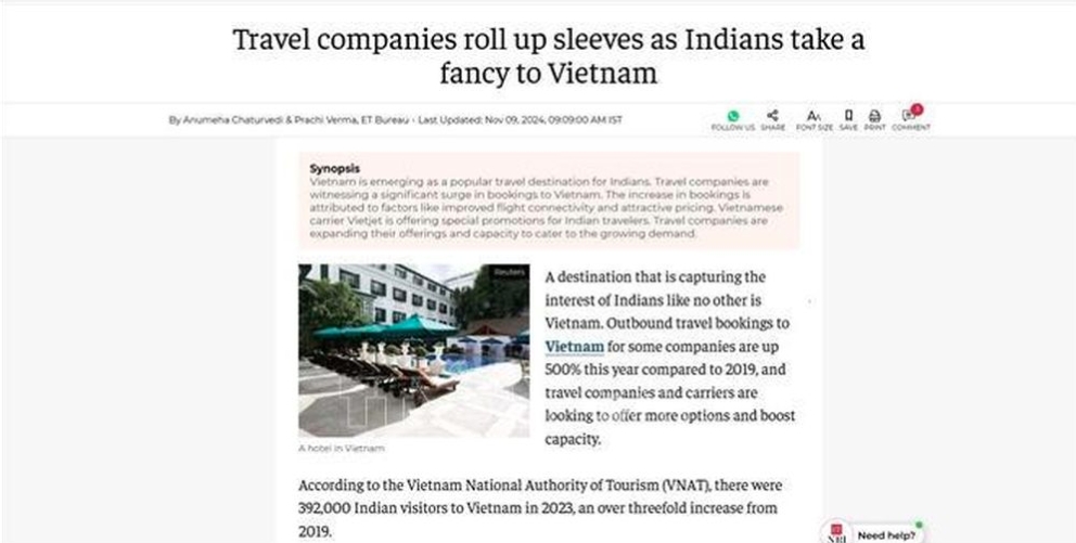 Vietnam emerges as popular travel destination for Indians